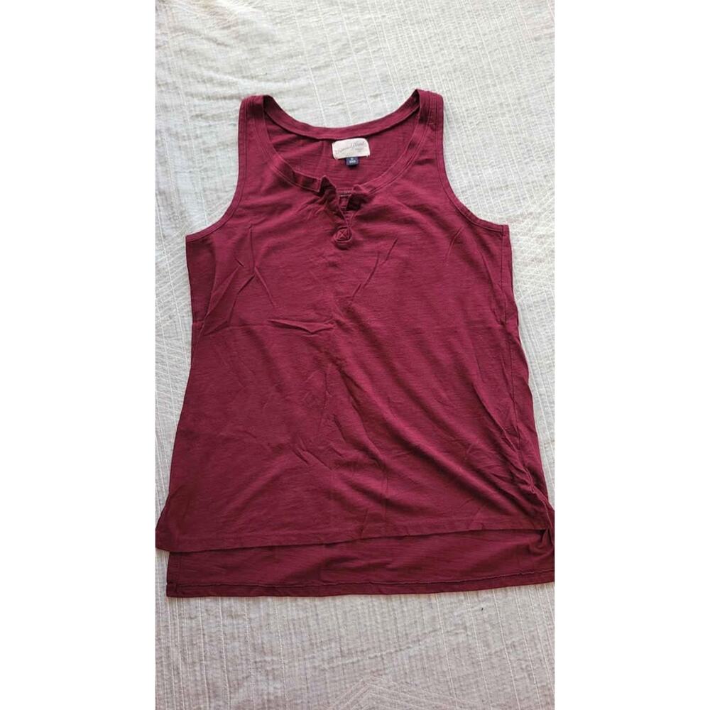 Universal Thread Womens Burgundy Slub Knit Henley Tank Top Maroon XS Layering